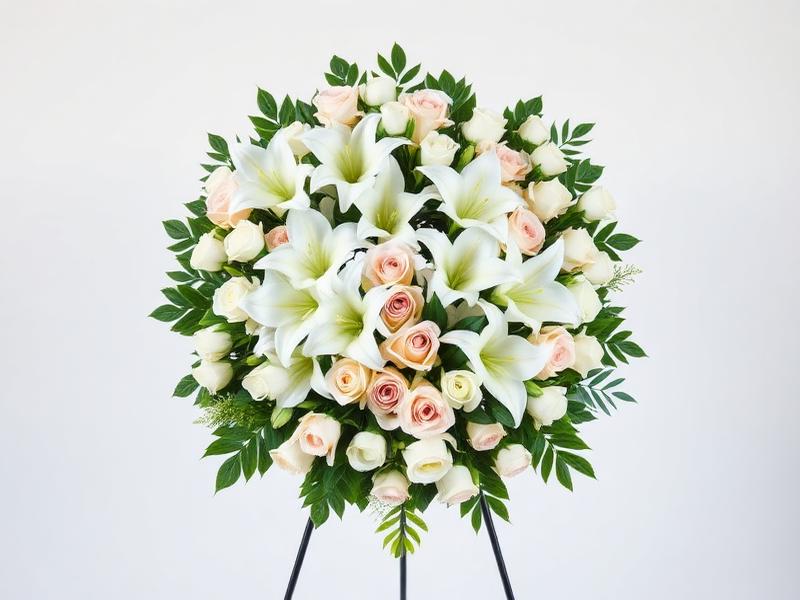 Coroa de flores com lírios e rosas